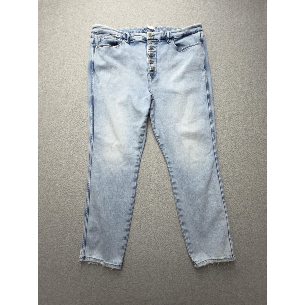 Good American Skinny Jeans Womens 20 Blue High Rise Raw Hem GCSKEN731T